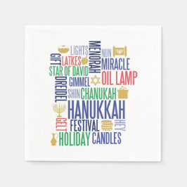 Hanukkah Words Holiday Paper Napkins Servetten