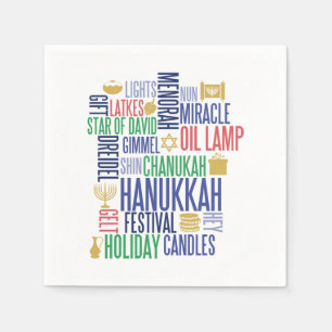 Hanukkah Words Holiday Paper Napkins Servetten