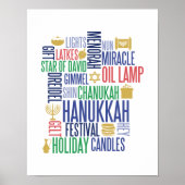 Hanukkah Words Holiday Poster Sign (Voorkant)