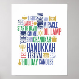 Hanukkah Words Holiday Poster Sign