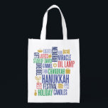 Hanukkah Words Holiday Rebruikbare Canvas tas Boodschappentas<br><div class="desc">U kunt extra coördinerende punten in ons collectie "Hanukkah Words Holiday" vinden.</div>