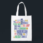 Hanukkah Words Holiday Rebruikbare Canvas tas Boodschappentas<br><div class="desc">U kunt extra coördinerende punten in ons collectie "Hanukkah Words Holiday" vinden.</div>