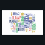 Hanukkah Words Holiday Rectangle Stickers<br><div class="desc">U kunt extra coördinerende punten in ons collectie "Hanukkah Words Holiday" vinden.</div>