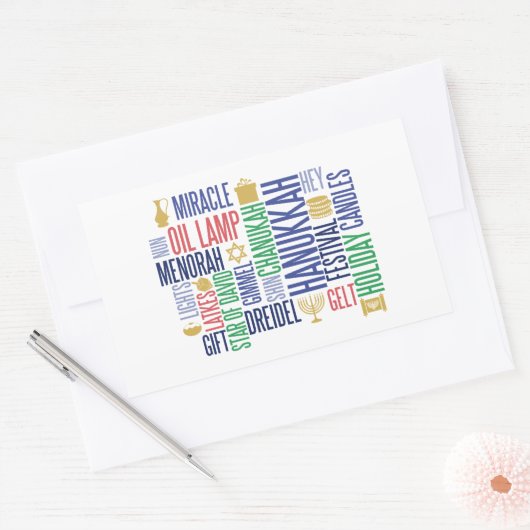 Hanukkah Words Holiday Rectangle Stickers (Envelop)