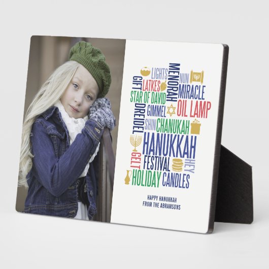 Hanukkah Words Holiday Tabletop Plaque Fotoplaat (Zijkant)