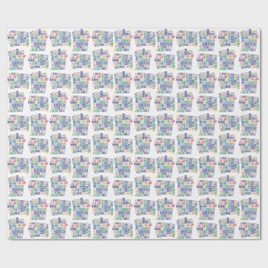 Hanukkah Words Holiday Wrapping Paper Cadeaupapier (Vlak)