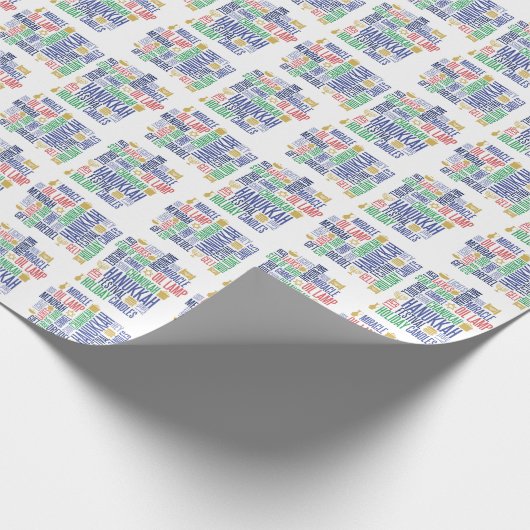 Hanukkah Words Holiday Wrapping Paper Cadeaupapier (Hoek)