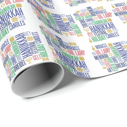 Hanukkah Words Holiday Wrapping Paper Cadeaupapier (Rol Hoek)