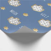 Hanukkah Wrapping Paper Black/Gold Fun personalise Cadeaupapier (Hoek)