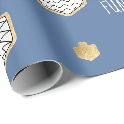 Hanukkah Wrapping Paper Black/Gold Fun personalise Cadeaupapier (Rol Hoek)