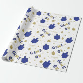 Hanukkah Wrapping Paper Chanukah GAME ON Cadeaupapier (Uitgerold)