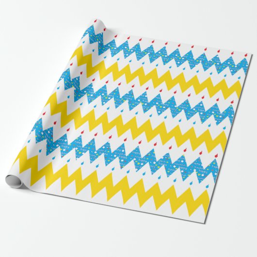 Hanukkah Wrapping Paper "Chevron Menorah 2" Cadeaupapier (Uitgerold)