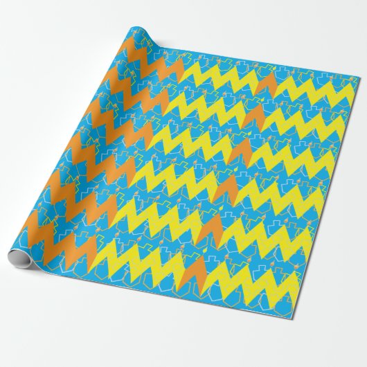 Hanukkah Wrapping Paper "Chevron Menorah" Cadeaupapier (Uitgerold)