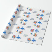 Hanukkah Wrapping Paper – dreidel , floral Cadeaupapier (Uitgerold)