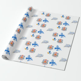 Hanukkah Wrapping Paper – dreidel , floral Cadeaupapier