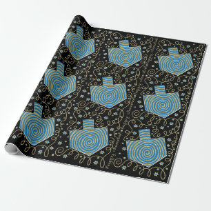 Hanukkah Wrapping Paper "Elegant Dreidels" Cadeaupapier