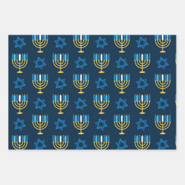Hanukkah Wrapping Paper Flat Sheet Set van 3