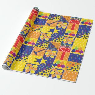 Hanukkah Wrapping Paper "Hanukkah Squares" Cadeaupapier