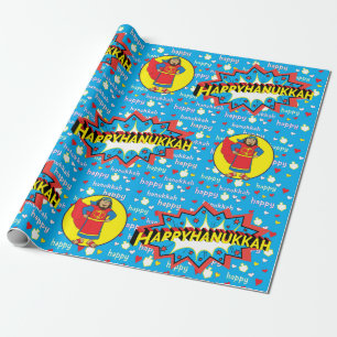 Hanukkah Wrapping Paper "Judah Super Hero" Cadeaupapier