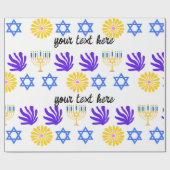 Hanukkah Wrapping Paper – Menorah, Star of David Cadeaupapier (Vlak)