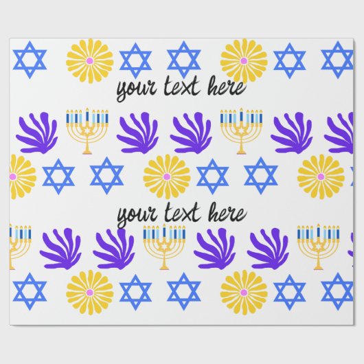 Hanukkah Wrapping Paper – Menorah, Star of David Cadeaupapier (Vlak)
