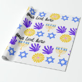 Hanukkah Wrapping Paper – Menorah, Star of David Cadeaupapier (Uitgerold)