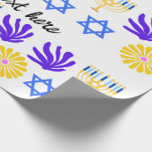 Hanukkah Wrapping Paper – Menorah, Star of David Cadeaupapier (Hoek)