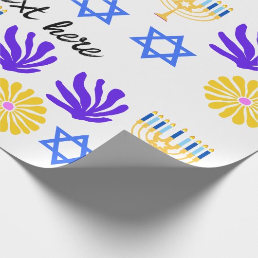 Hanukkah Wrapping Paper – Menorah, Star of David Cadeaupapier (Hoek)
