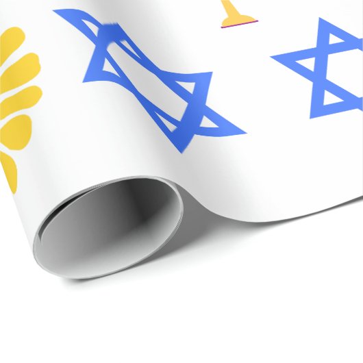 Hanukkah Wrapping Paper – Menorah, Star of David Cadeaupapier (Rol Hoek)
