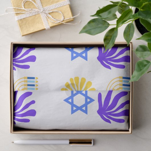 Hanukkah Wrapping Paper – Menorah, Star of David Tissuepapier (Geschenk)