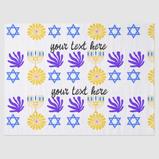 Hanukkah Wrapping Paper – Menorah, Star of David Tissuepapier (Voorkant)