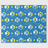 Hanukkah Wrapping Paper "Oh, Dreidel..." Goud/blau Cadeaupapier (Vlak)