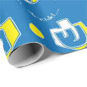 Hanukkah Wrapping Paper "Oh, Dreidel..." Goud/blau Cadeaupapier (Rol Hoek)