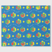 Hanukkah Wrapping Paper "Oh, Dreidel..." Kleurrijk Cadeaupapier (Vlak)