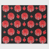 Hanukkah Wrapping Paper "Red, White, Black" Cadeaupapier (Vlak)