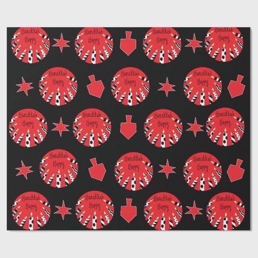 Hanukkah Wrapping Paper "Red, White, Black" Cadeaupapier (Vlak)