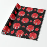 Hanukkah Wrapping Paper "Red, White, Black" Cadeaupapier<br><div class="desc">"Hanukkah Happy/Red,  White & Black". Maak kennis met onze nieuwe "Hanukkah Happy gift omloop met zwarte en witte gepatterde kaarsen en danssterren en droesels op de achtergrond. Kies uit vier stijlen en vijf verpakkingsformaten. Geniet van en bedankt voor het stoppen en winkelen. Je bedrijf wordt zeer gewaardeerd. Happy Hanukkah!</div>