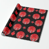 Hanukkah Wrapping Paper "Red, White, Black" Cadeaupapier (Uitgerold)