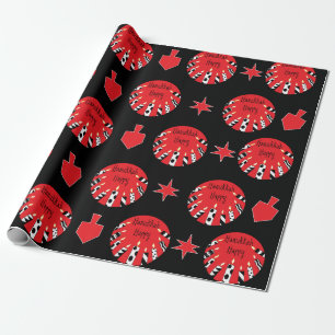 Hanukkah Wrapping Paper "Red, White, Black" Cadeaupapier