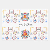 Hanukkah Wrapping Paper Set – Vintage Stamp, books (Voorkant 2)