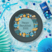 Hanukkah Wreath Blue Papieren Bordje (Feest)