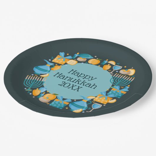 Hanukkah Wreath Blue Papieren Bordje (Gekanteld)