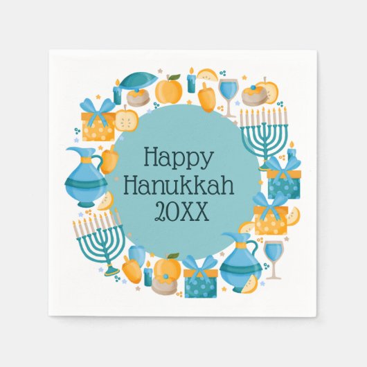 Hanukkah Wreath Blue Servet (Voorkant)
