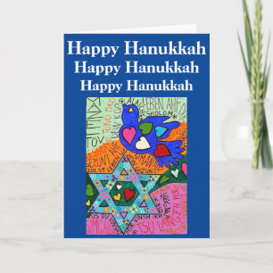 Hanukkah Yiddish Reflection of Hearts & Peace Kaart