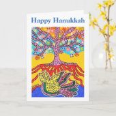 Hanukkah Yiddish Spirituele vredestaal Kaart (Gele Bloem)