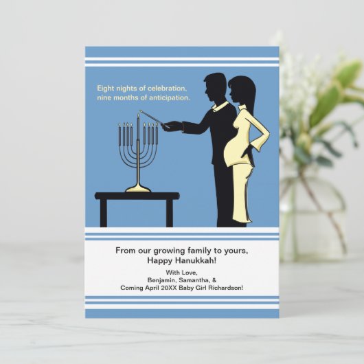 Hanukkah Zwangerschap Aankondiging kaarten 5x7 (Staand voorkant)