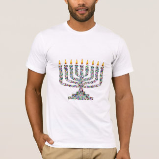 Hanukkiah en Shalom, gemaakt met Gemstenen T-shirt