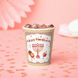 Hanukkiah Gelukkig Hanukka Joods Antieke Menorah Papieren Bekers