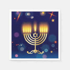 Hanukkiah Gelukkig Hanukka Joods Gouden Menora Servet