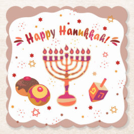 Hanukkiah Gelukkig Hanukka Joods Vintage Menorah Kartonnen Onderzetters